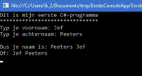 MijnEersteProgramma runt in de console